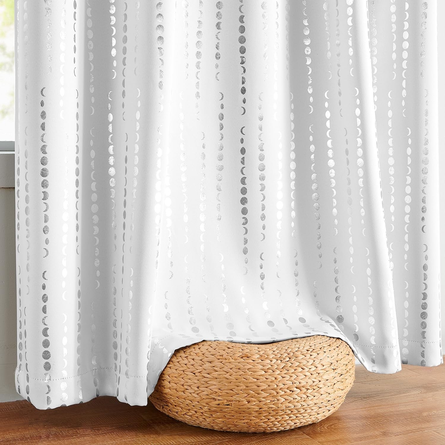 jinchan boho bedroom curtains with moon phase print, 95% blackout, 108-inch length, featuring moon designs for stylish window decor