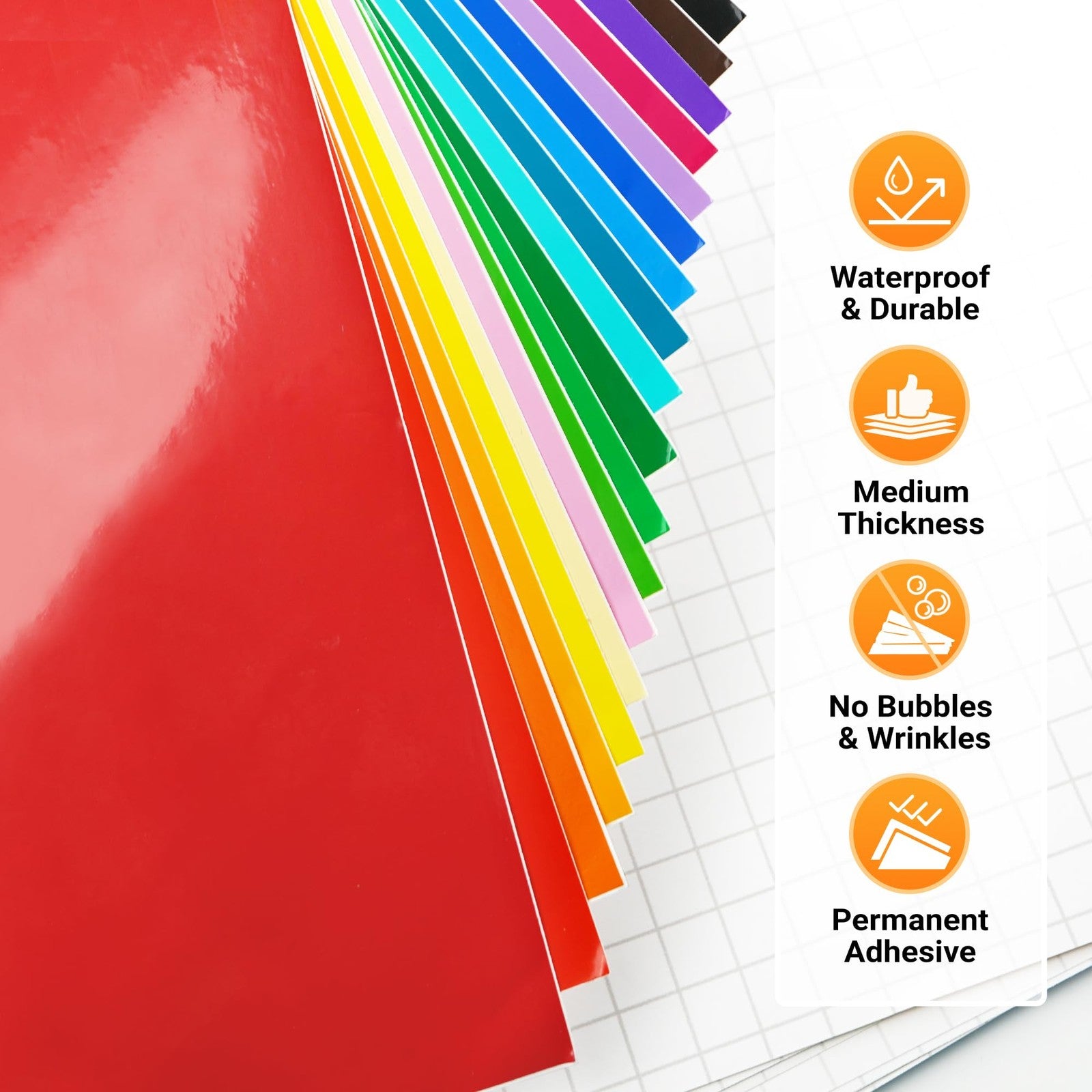 Prime Vinyl Permanent Vinyl 99 pack with 12x12 inch sheets in gloss, matte, and metallic finishes for cutting and crafting.