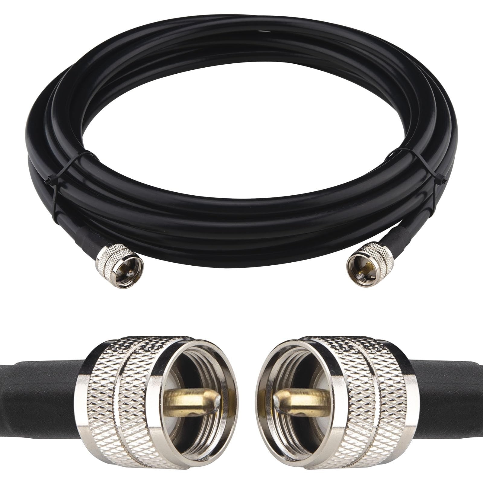 YOTENKO RG213 coaxial cable 18FT, ultra low loss UHF CB coax cable with PL-25 connectors, flexible and durable for radio antennas.