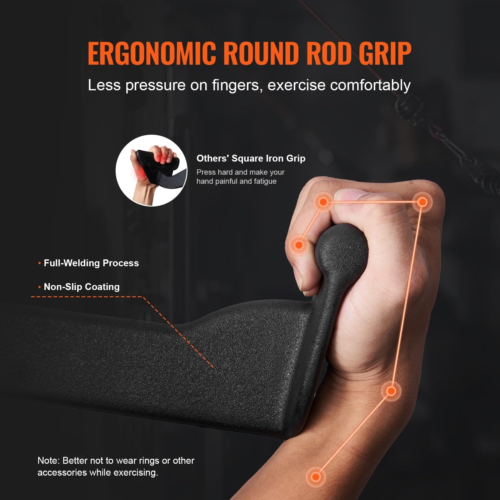 VEVOR LAT pulldown attachment with V-bar for cable machine rowing and tricep exercises, featuring durable metal construction.