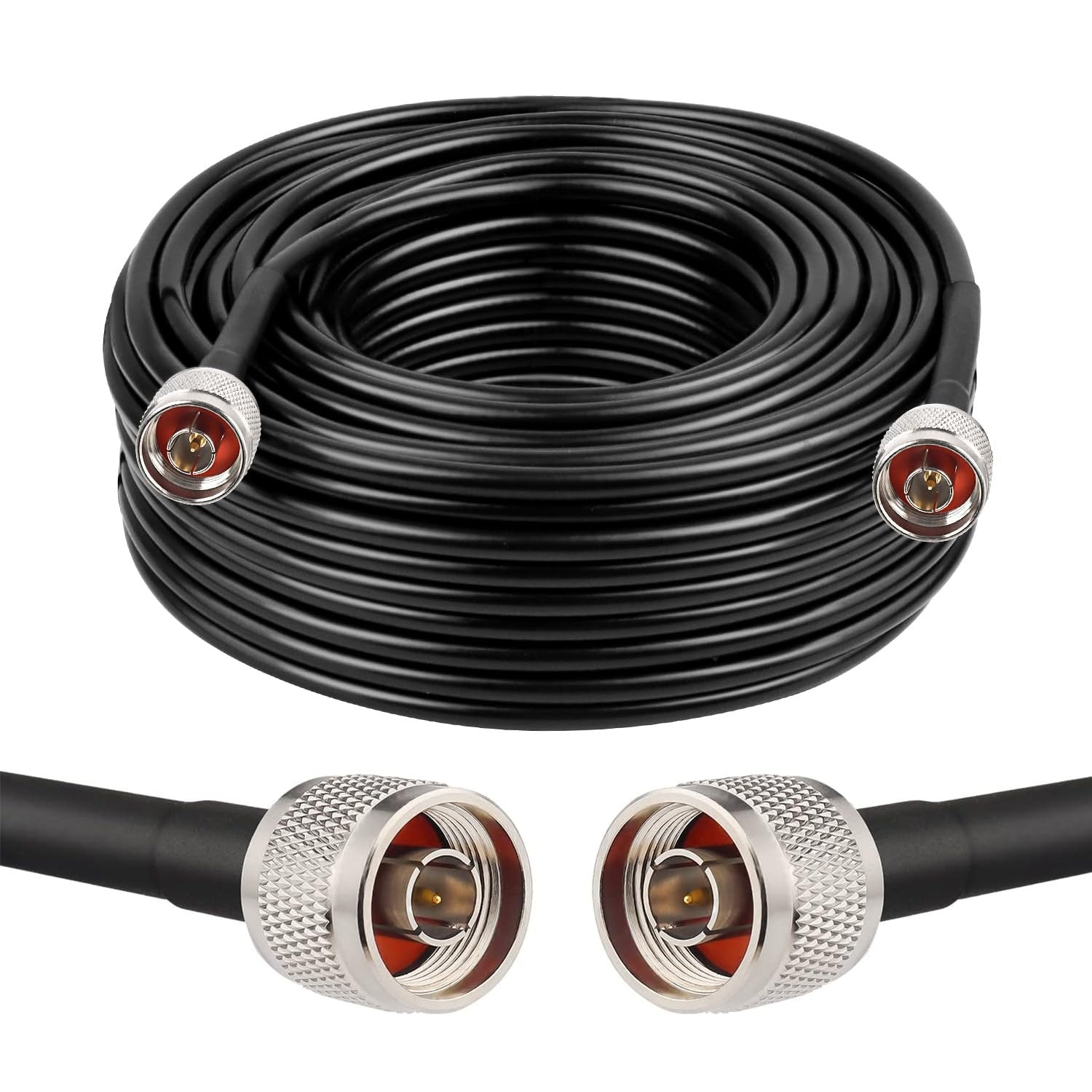MOOKEERF KMR240 N Cable 75FT ultra low loss N male to N male pure copper coaxial cable for radio and communication systems