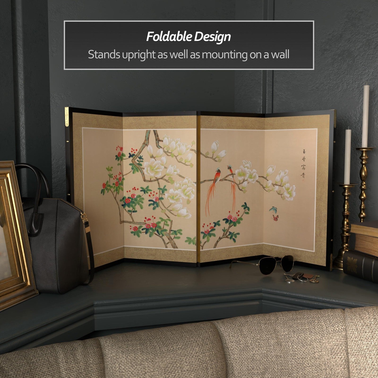 Red Lantern Oriental Furniture Love Birds 18-inch decorative wall art featuring colorful love birds on a traditional background.