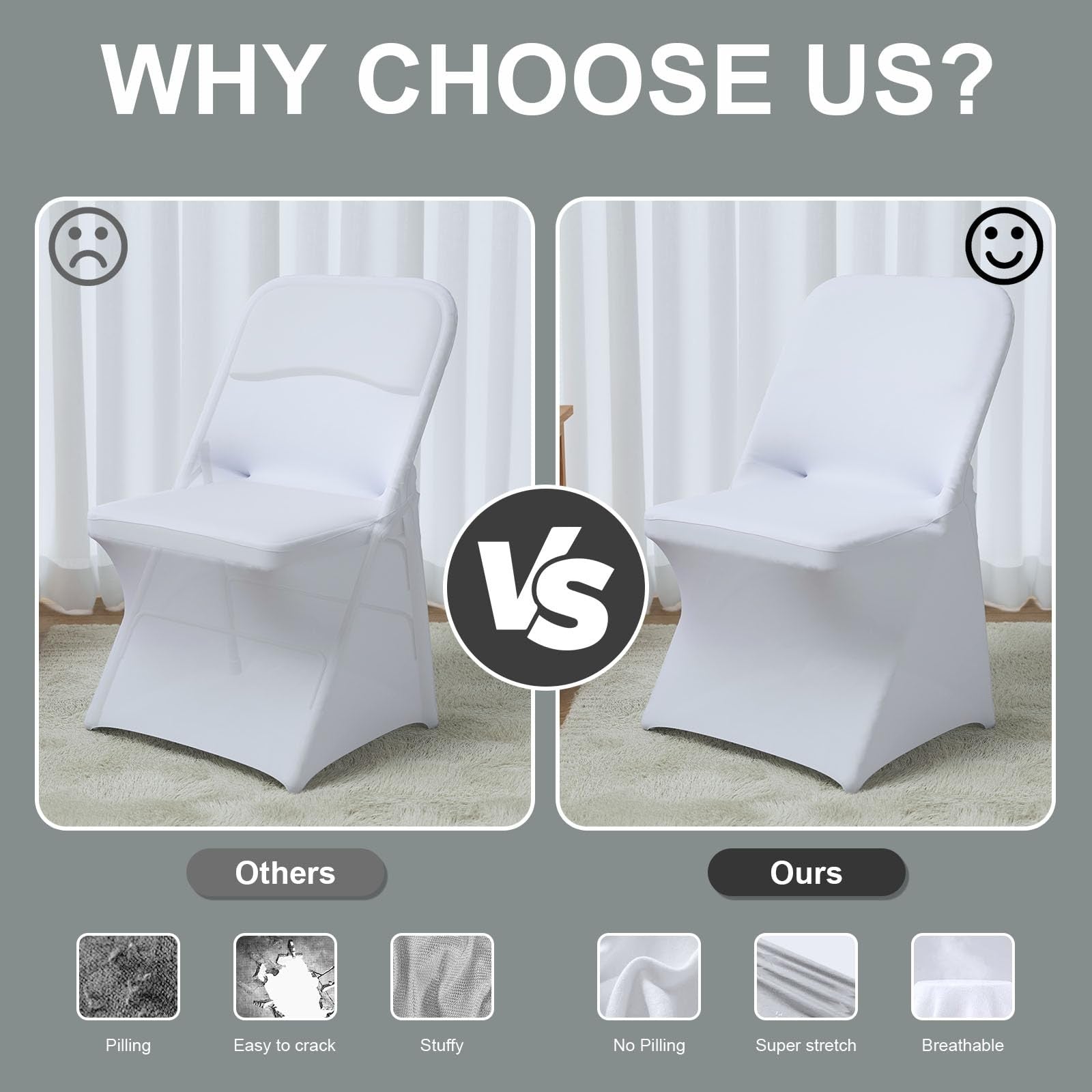 Set of 12 Trlyc spandex folding chair covers, stretchy universal dining chair covers with a sleek fitted design.