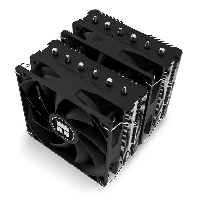 Thermalright Peerless Assassin 120 SE CPU cooler with six heat pipes and AGHP technology, featuring a black design and dual fans.
