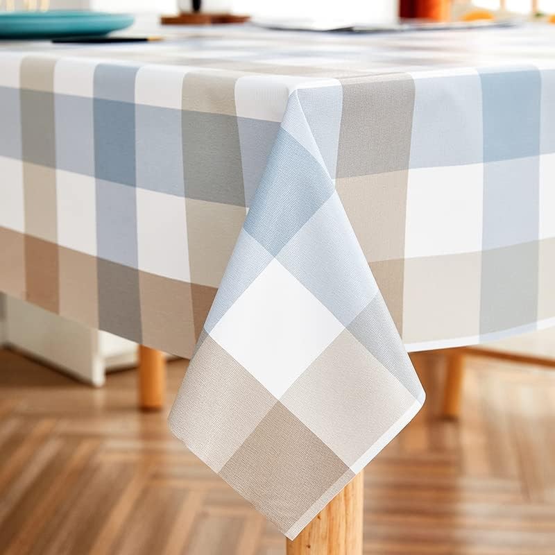 Rectangular vinyl oilcloth tablecloth from Lohascasa, waterproof PEVA PVC material, featuring a wipeable and durable surface.