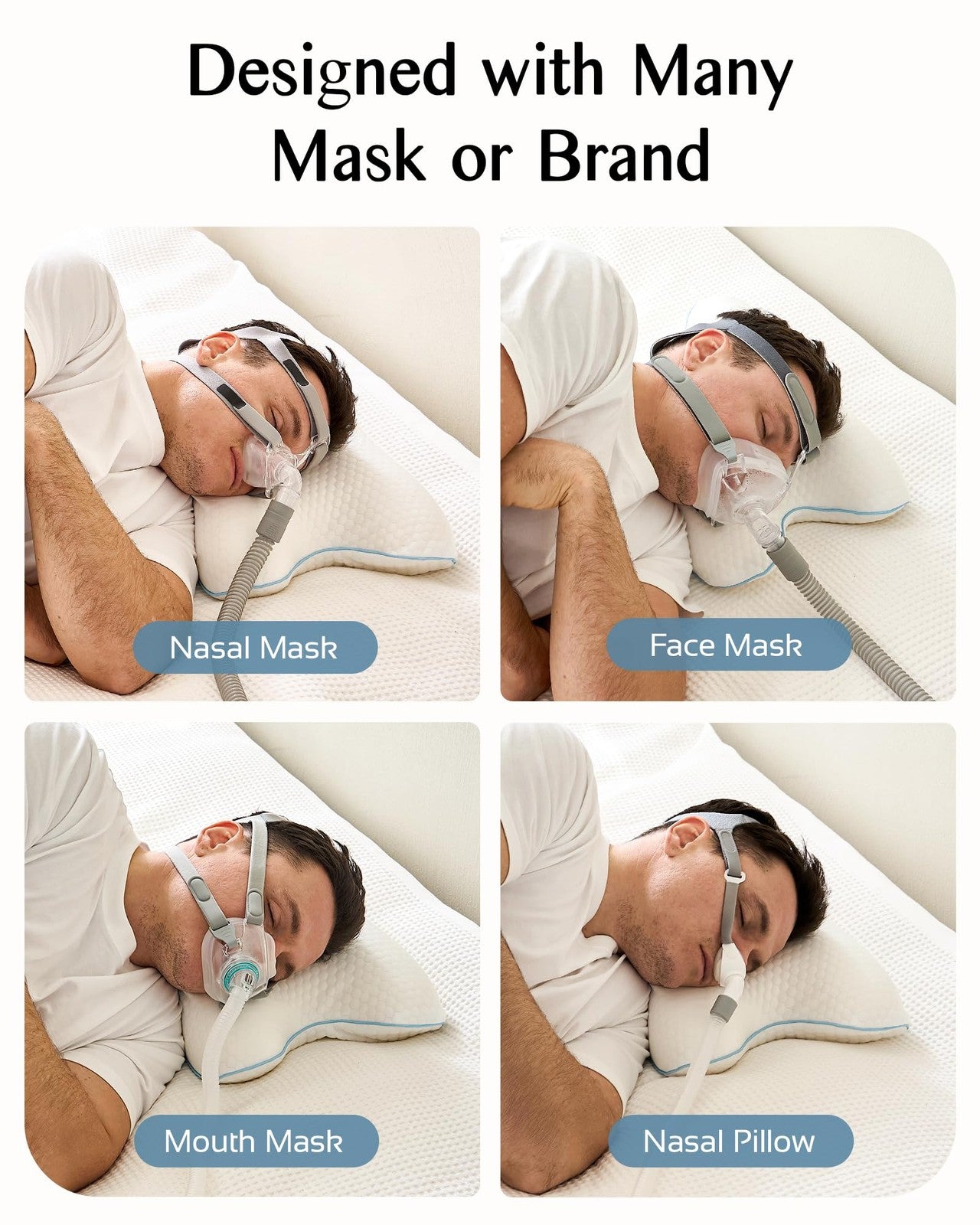 Unbranded Joynox CPAP bed pillow with cervical support for side and back sleepers, featuring a packable, ergonomic design for comfort.