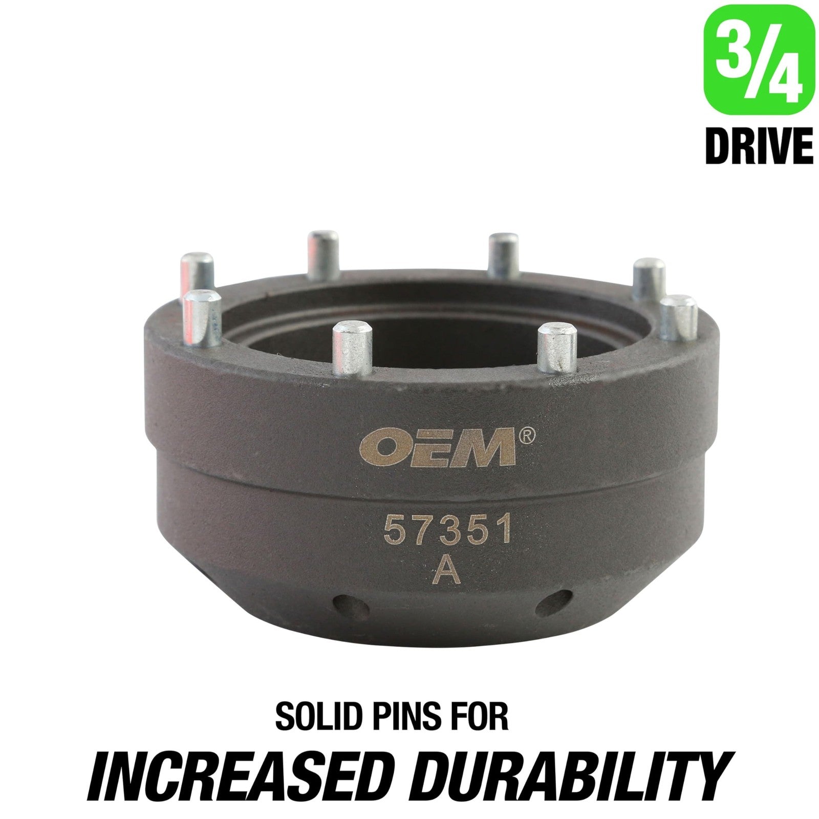 OEMTOOLS 57351 8 and Toyota 4-pin hub locknut socket for removing and installing locknuts on vehicle hubs.