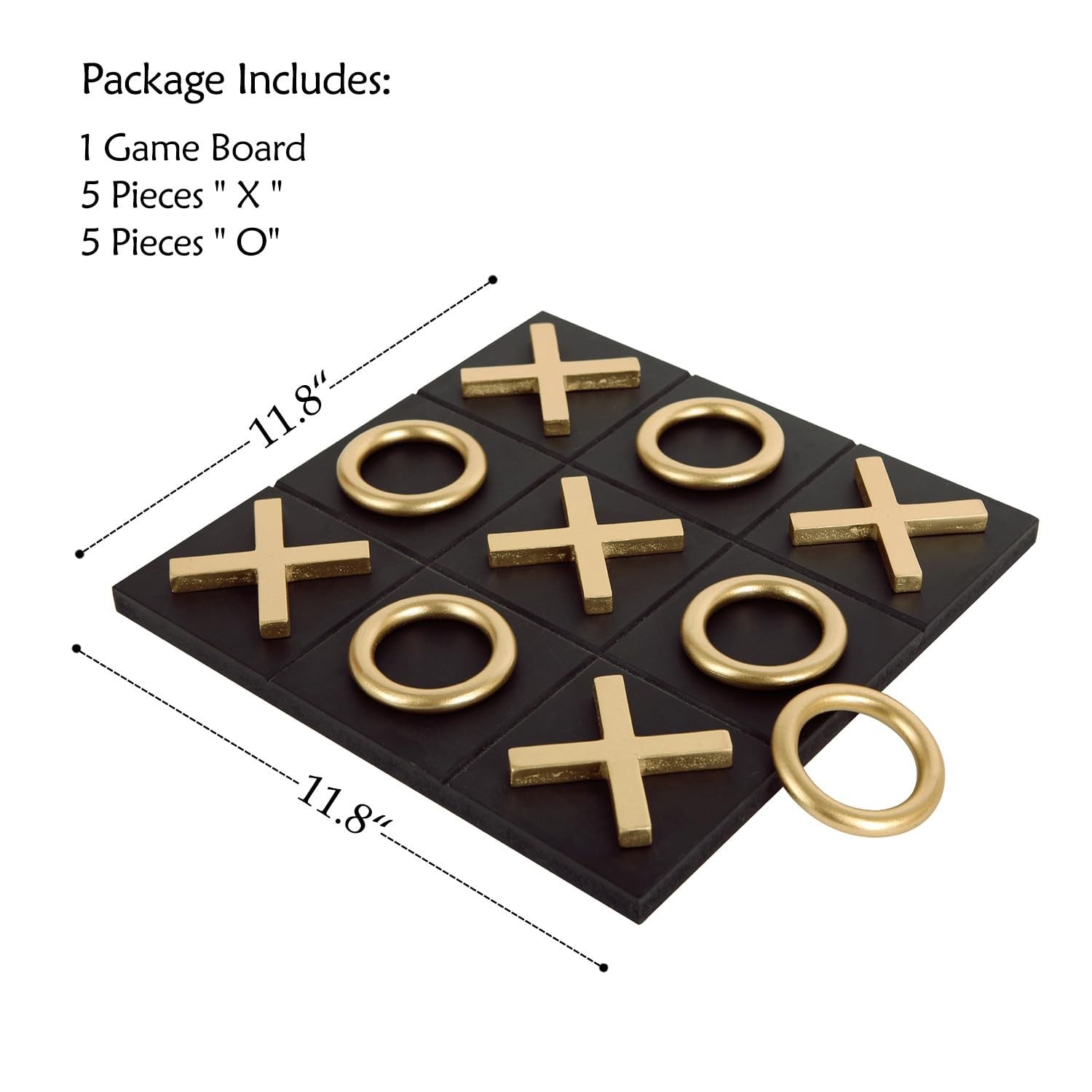 NIKKY HOME 12x12 tic tac toe wood game board on coffee table, modern decor piece with natural wood finish and game design.