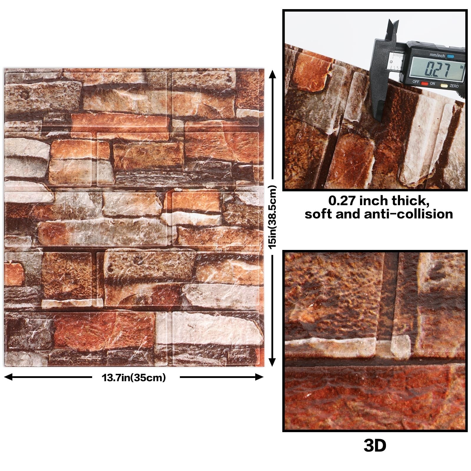 20PCS SYYKDEF 3D Wall Panels peel and stick foam decorative brick wall with textured surface and self-adhesive backing