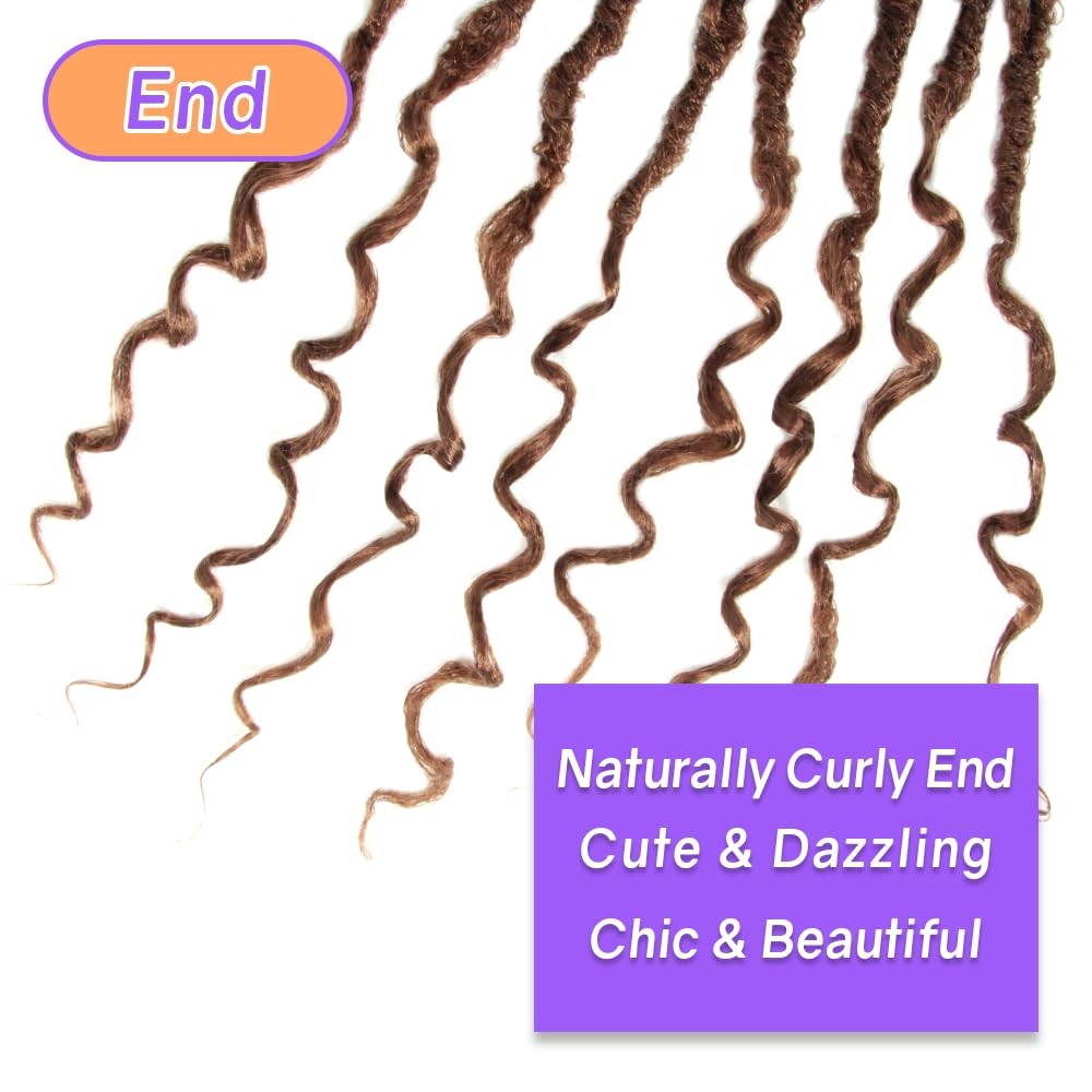 Crochet Butterfly Locs by Locsbyhand, 36-inch boho distressed curly-ended butterfly dreadlocks hairstyle.