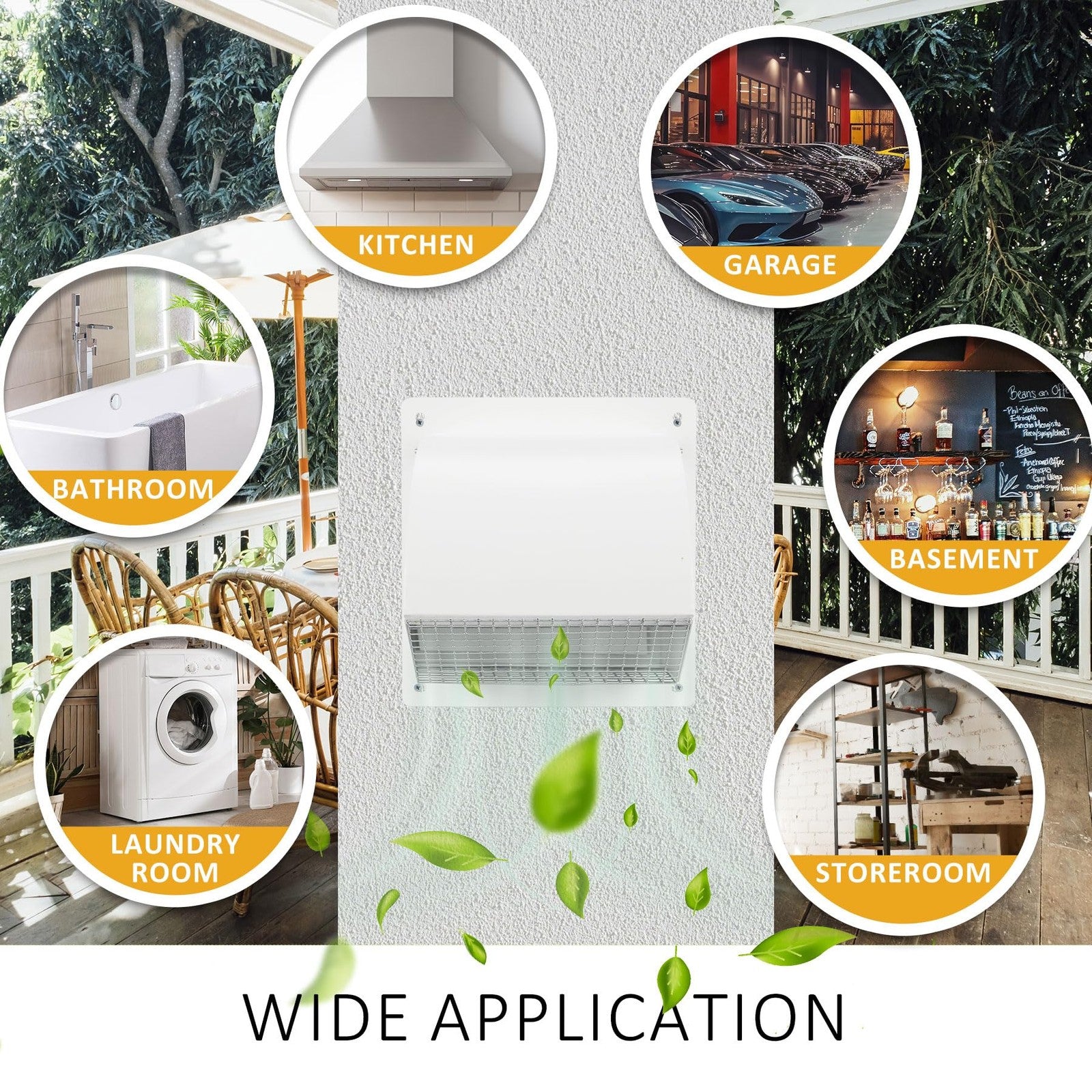 Sidasu 4-inch steel hooded wall vent with screen, arc-shaped ventilation wall vent for outdoor airflow and weather protection