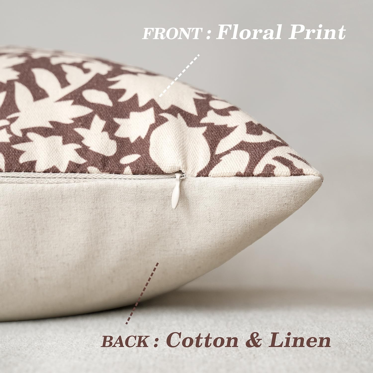 Foindtower set of 2 decorative neutral floral throw pillow covers with farmhouse style for accent home decor.