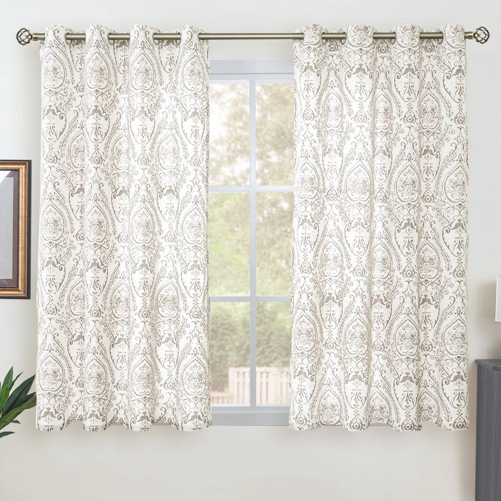 LAMIT linen curtains with two 54-inch panels, light filtering for living room, showcasing soft, natural fabric and elegant design