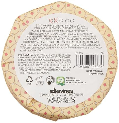 Davines This Is A Shine Wax container showing the creamy, light hold formula and high shine finish in a 2.54 fl oz jar.