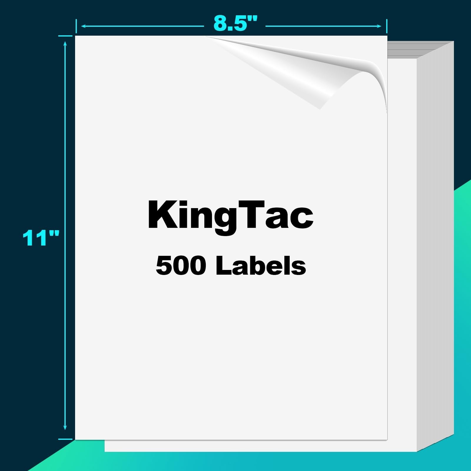 Kingtac 500 A4 full page shipping labels for laser and inkjet printers, showing stacked sheets with printed labels