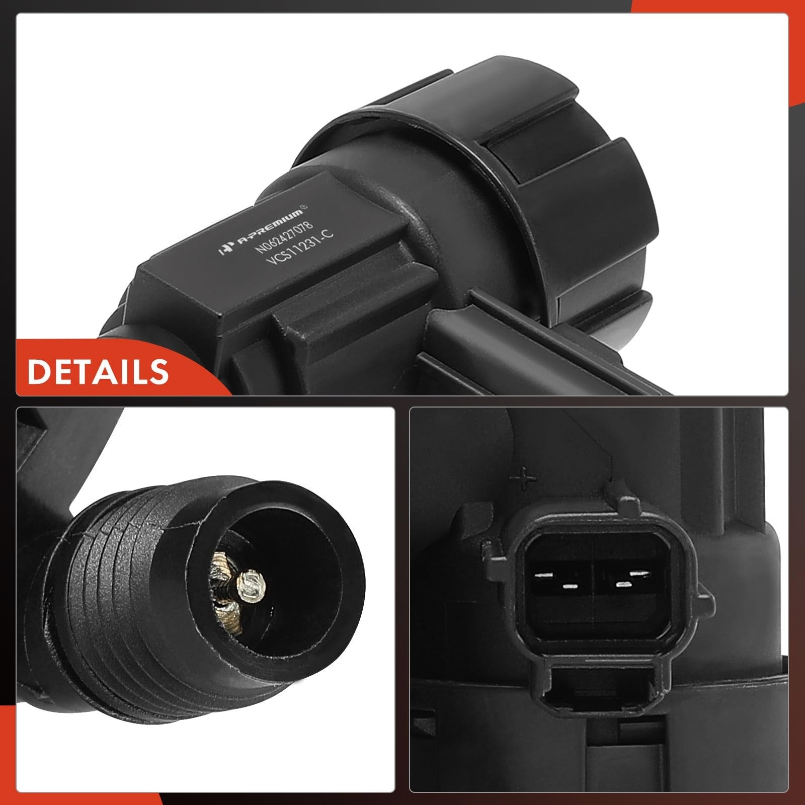 A-Premium vapor canister purge solenoid valve for Ford F-150 2019, showing the black plastic valve with electrical connector and mounting points.