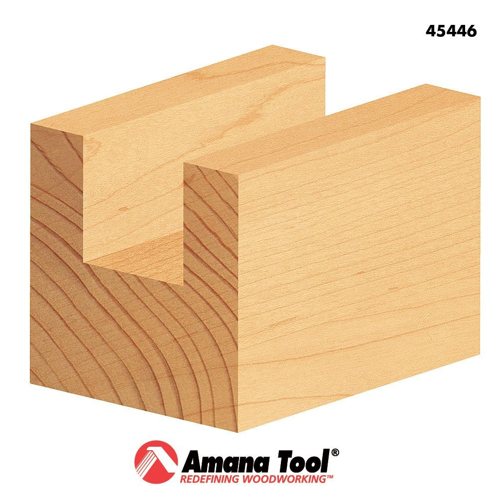 Amana Tool 45446 carbide-tipped straight plunge bit with 7/8 inch diameter and 1-1/4 inch length for woodworking.