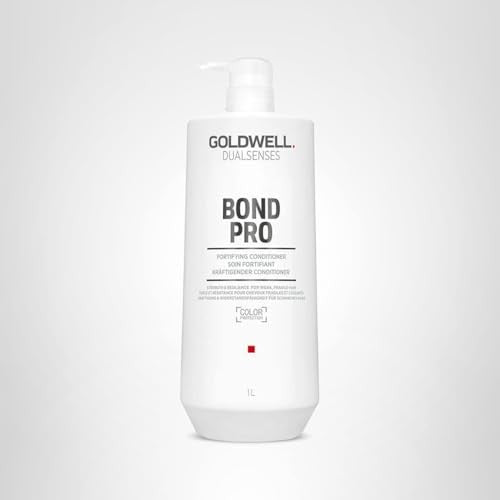 Goldwell Bond Pro Fortifying Conditioner bottle, 33.7 fl oz, with gold and white labeling, designed to strengthen and repair hair.