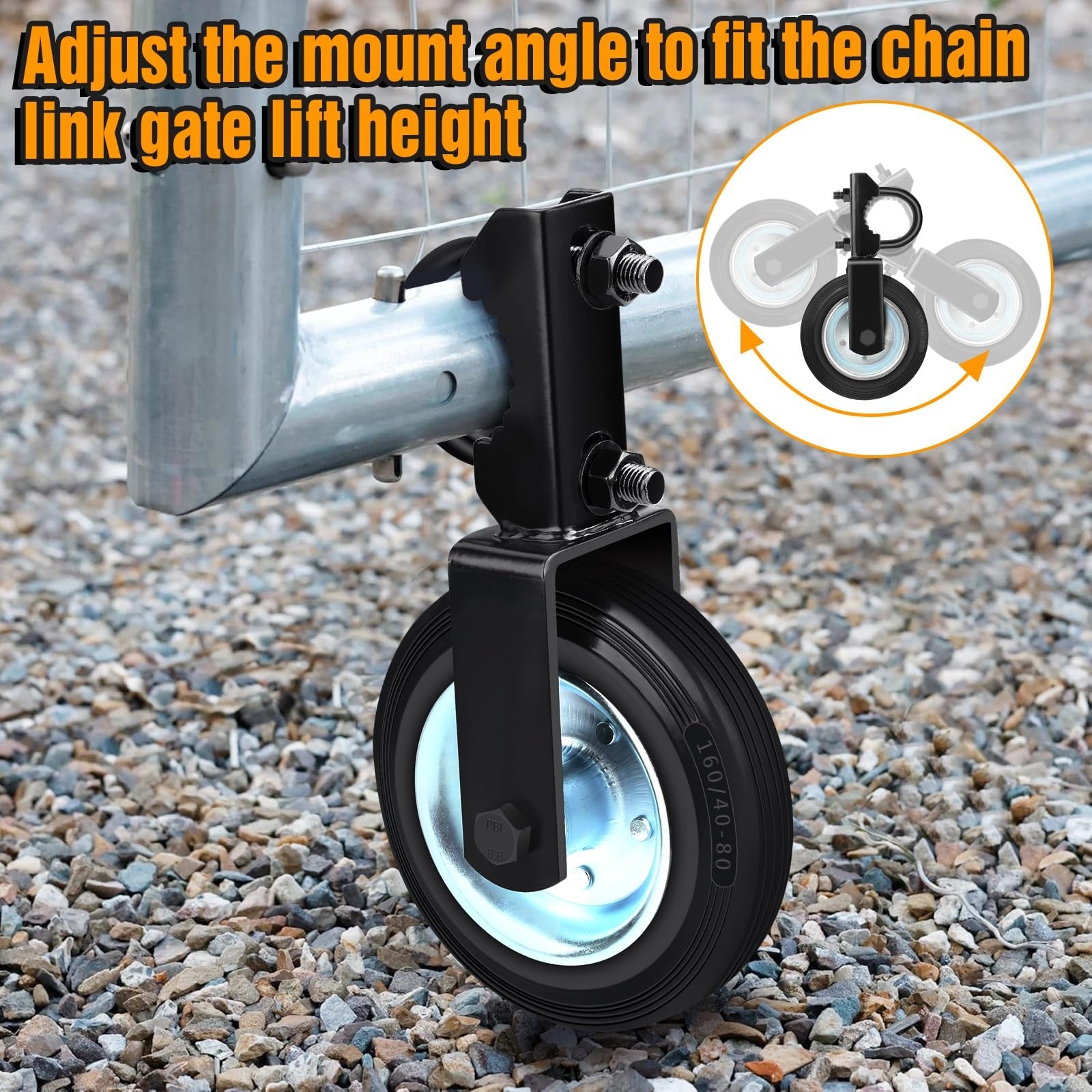 Mofeez gate wheel for metal swing gates with 1-5/8 to 2-inch frame, support wheel for durable gate operation.