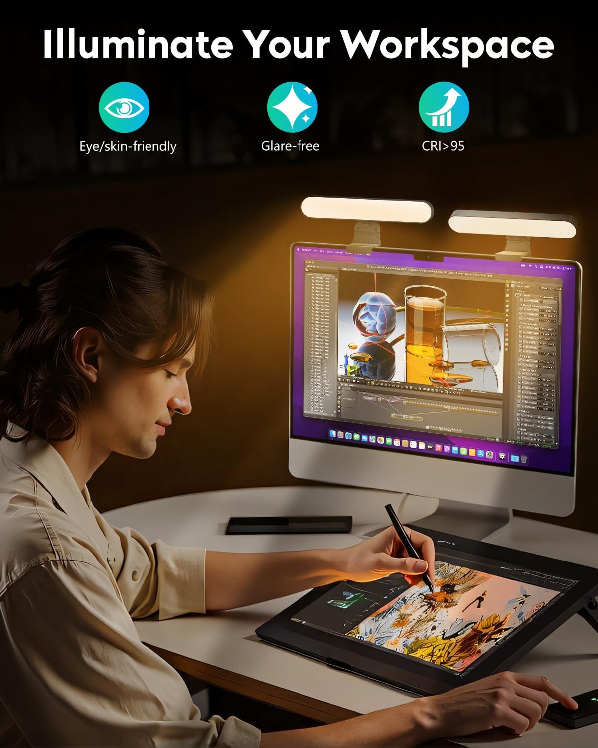 UBeesize LED streaming light for video calls, adjustable brightness and compact design, ideal for webcam and video conferencing.