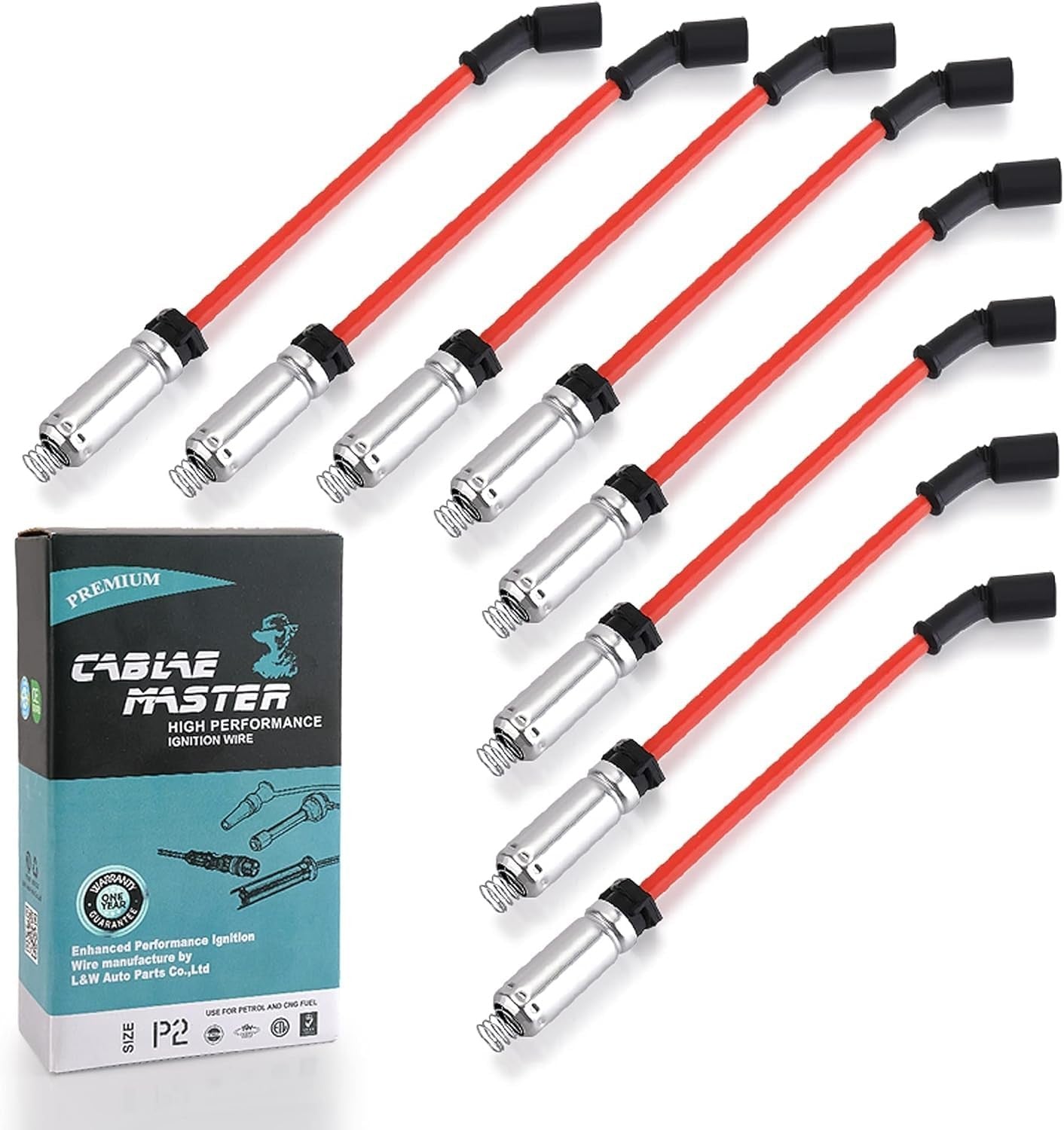 Cable Master 10.2 MM Racing Spark Plug Wires for LR4 LM7 L59 L33 LQ4 LQ9 Escalade Avalanche engine, set of high-performance ignition wires