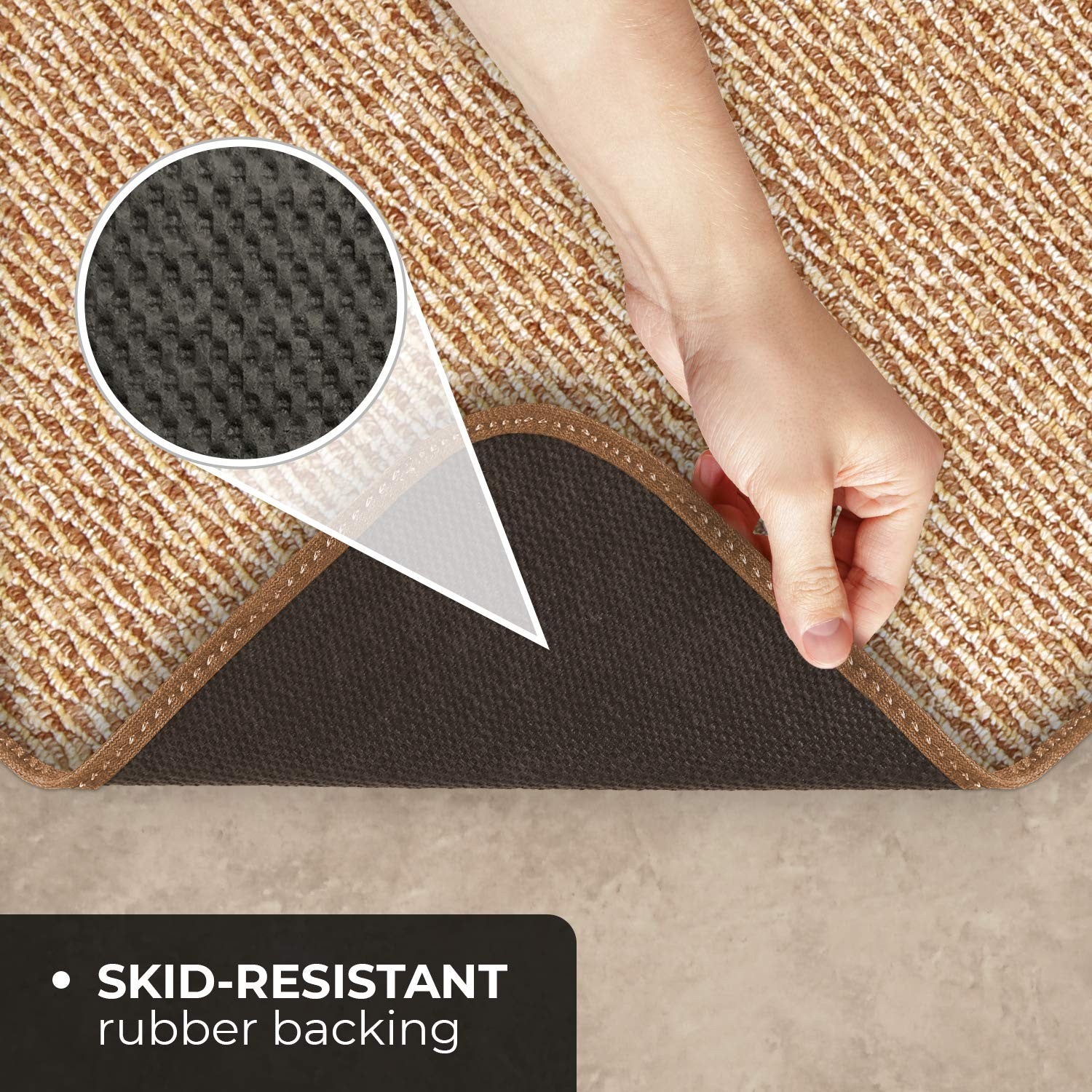 House, Home and More skid-resistant indoor area rug with textured carpet surface, ideal for home living spaces.