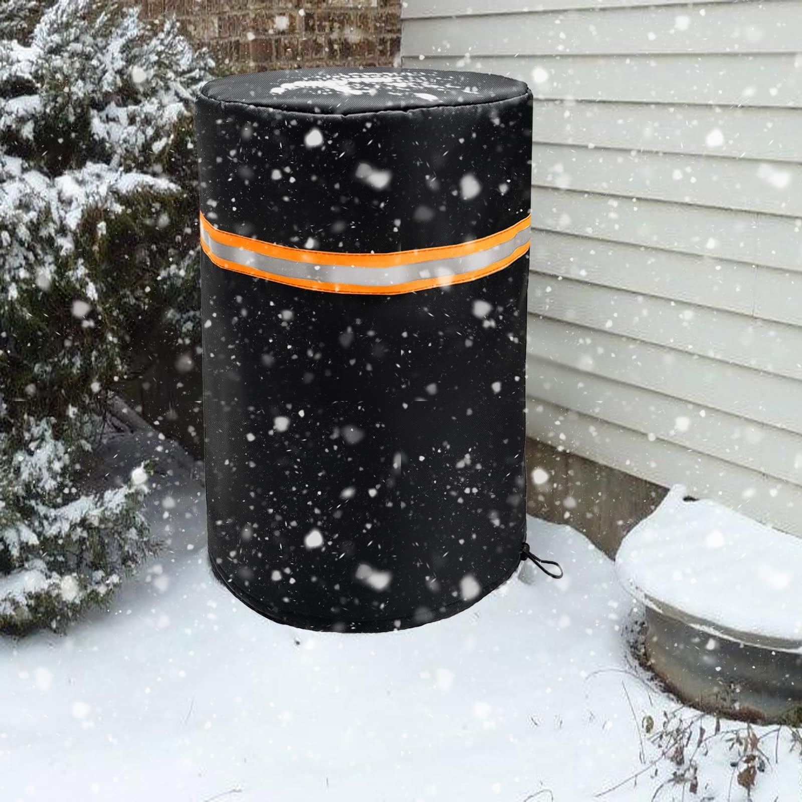 Exokugo round well pump cover with five fins, insulated pressure tank cover for protecting and concealing well pressure tanks.