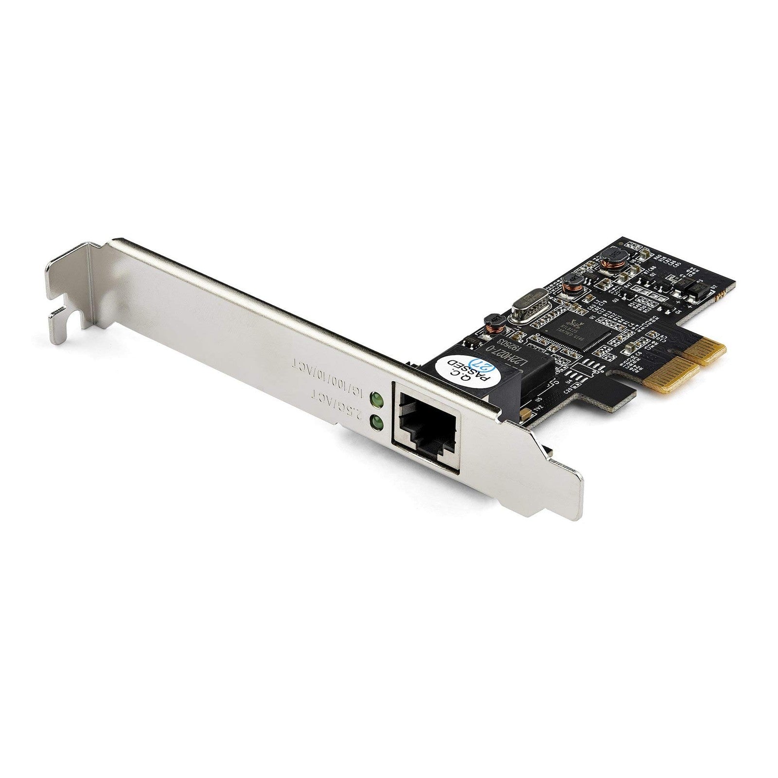 StarTech.com 1 port PCIe network card with 2.5Gbps 2.5GBASE-T Ethernet port and PCIe connector for high-speed networking.