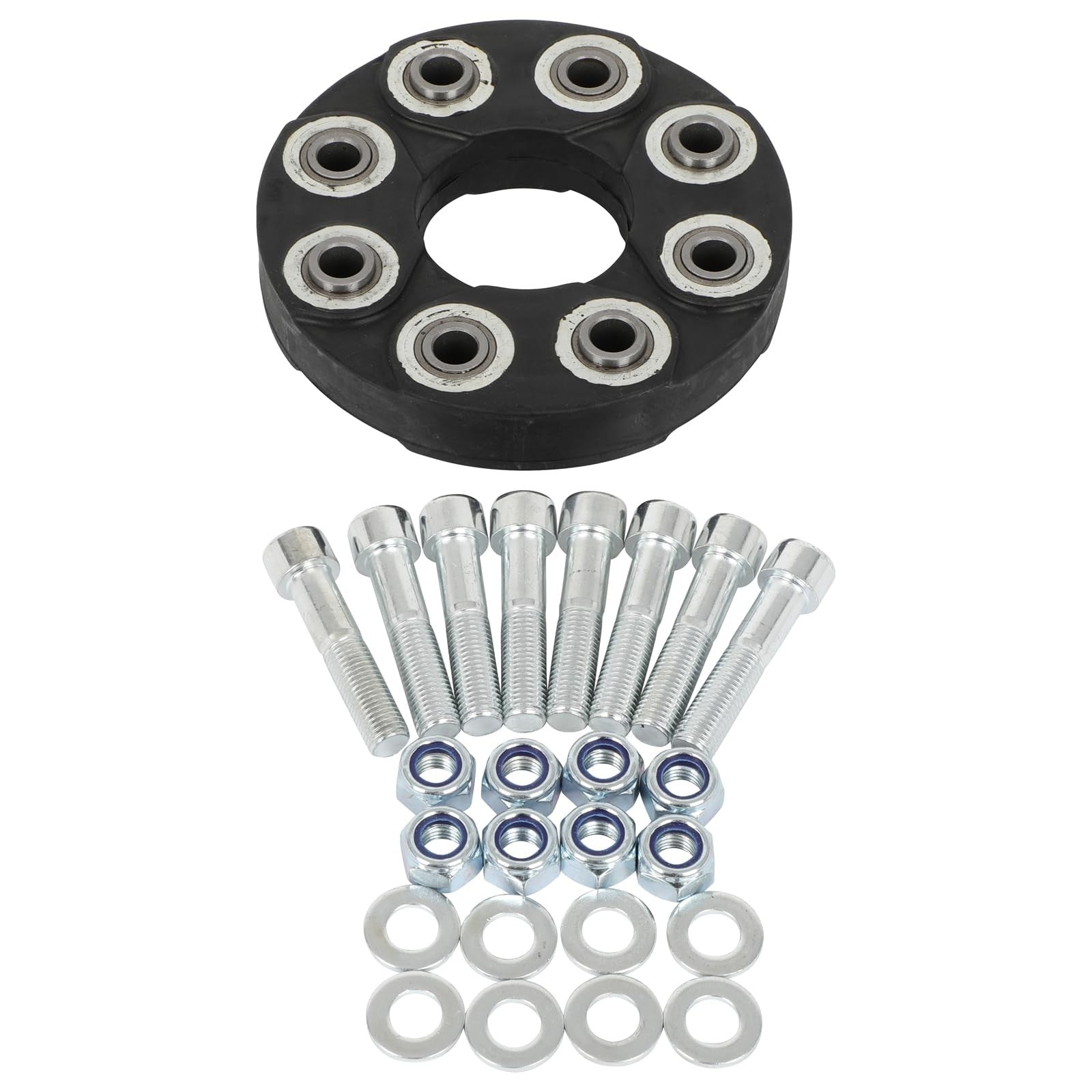SCITOO driveshaft flex joint coupling with bolts, showing the metal shaft and coupling components for vehicle drivetrain.