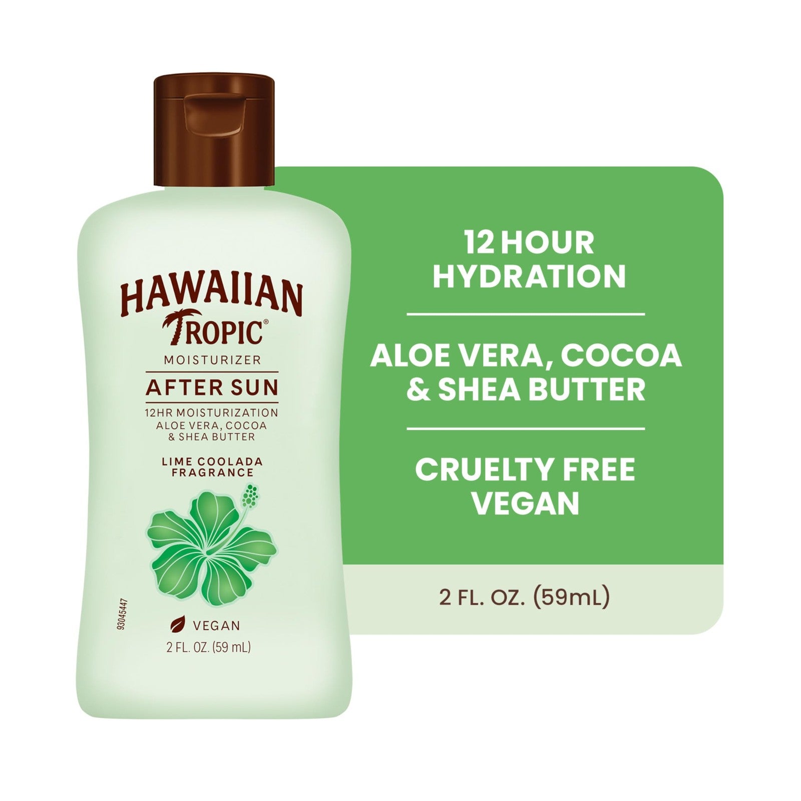 Hawaiian Tropic After Sun Lotion Lime Coolada mini bottles in a travel case, featuring aloe vera for soothing skin after sun exposure.