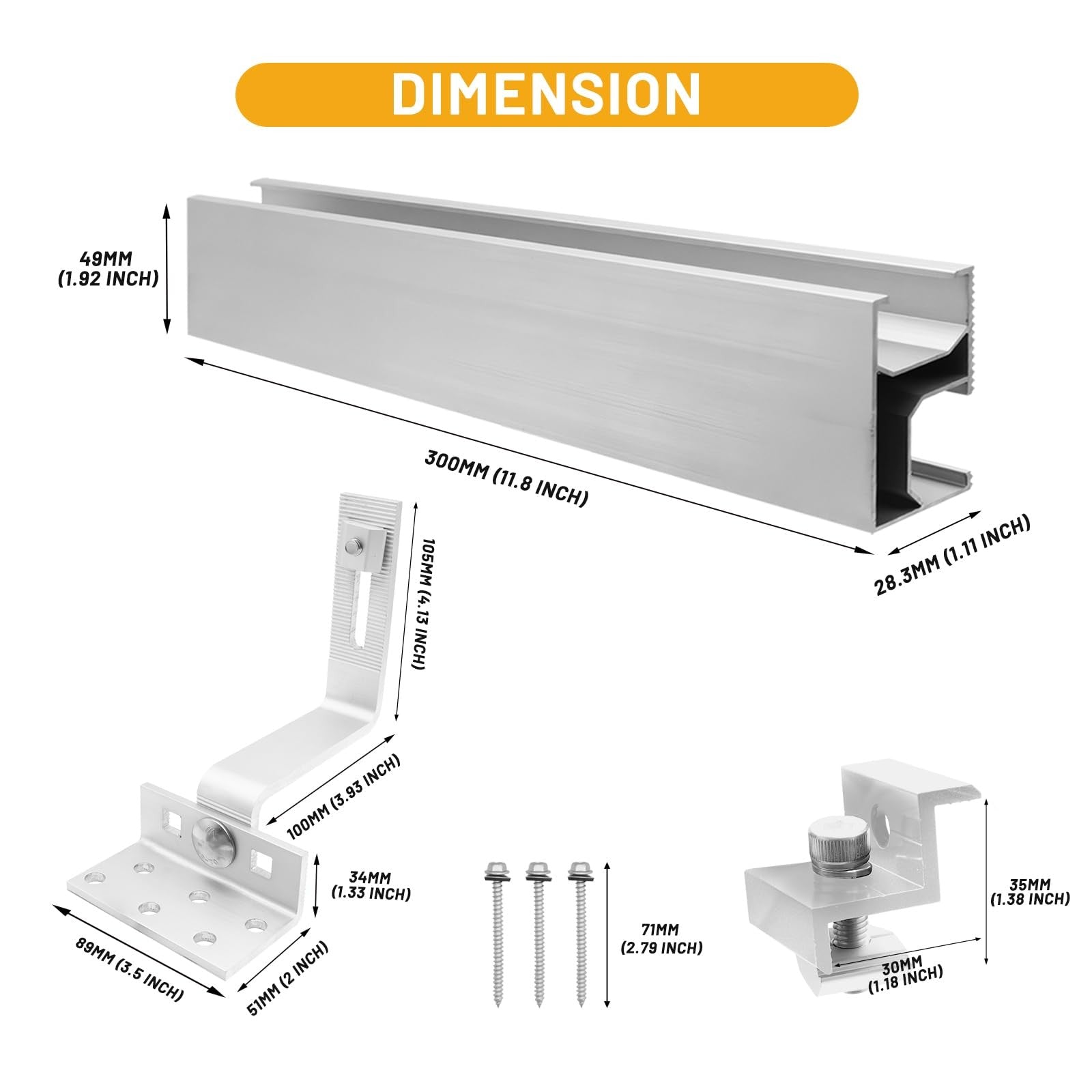 Heavy duty solar mounting kit for concrete tile and slate roofs by Link Solar, showing complete racking system with mounting hardware.