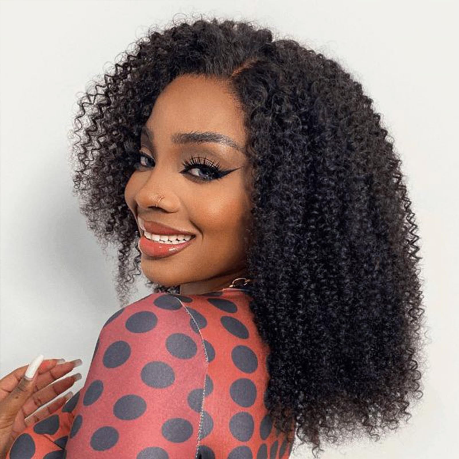 Brazilian Afro curly human hair bundles by Huarisi, 10-12 inch, 100% unprocessed, 10A grade, natural curly texture in two bundles