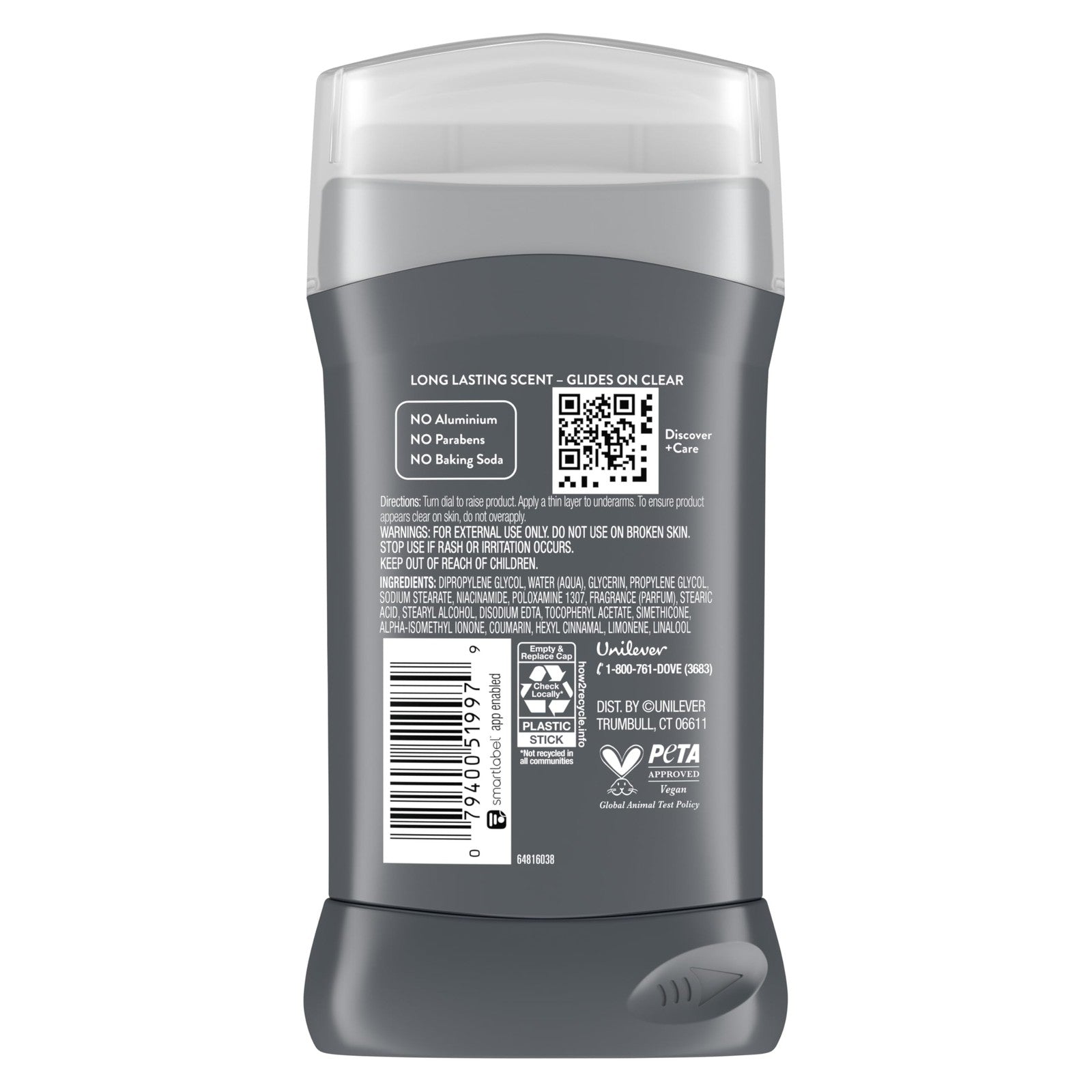 DOVE MEN + CARE Aluminum Free Deodorant Rustic Sandalwood 3oz, three sticks with clear packaging and rustic sandalwood scent