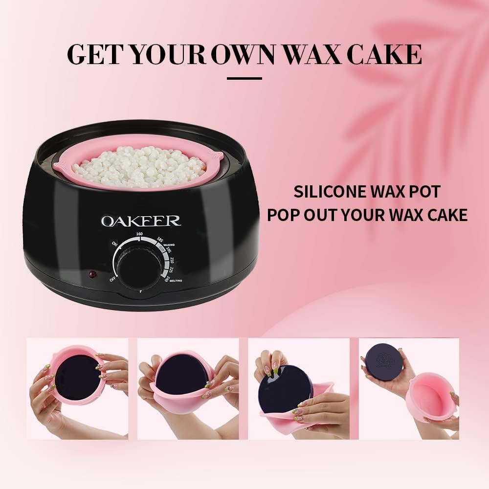 Oakeer waxing kit for women and men with wax pot and warmer, used for hair removal at home.