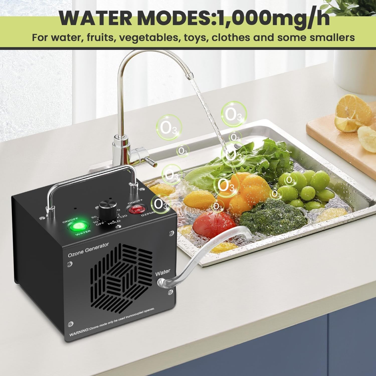 Medvoe 0Zone ozone generator for water and air purification, compact O3 air purifier for home and car use