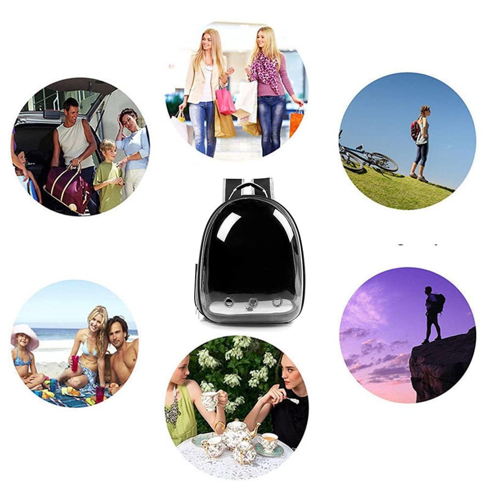 Transparent space capsule pet backpack by ZYHOAOE with bubble design, featuring a clear animal carrier for comfortable travel.