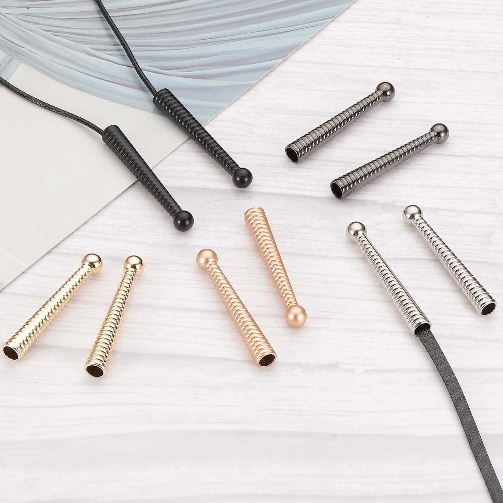 PATIKIL alloy bolo tie tips, 40pcs replacement cord end caps, 2-inch length, 5mm diameter for DIY craft projects