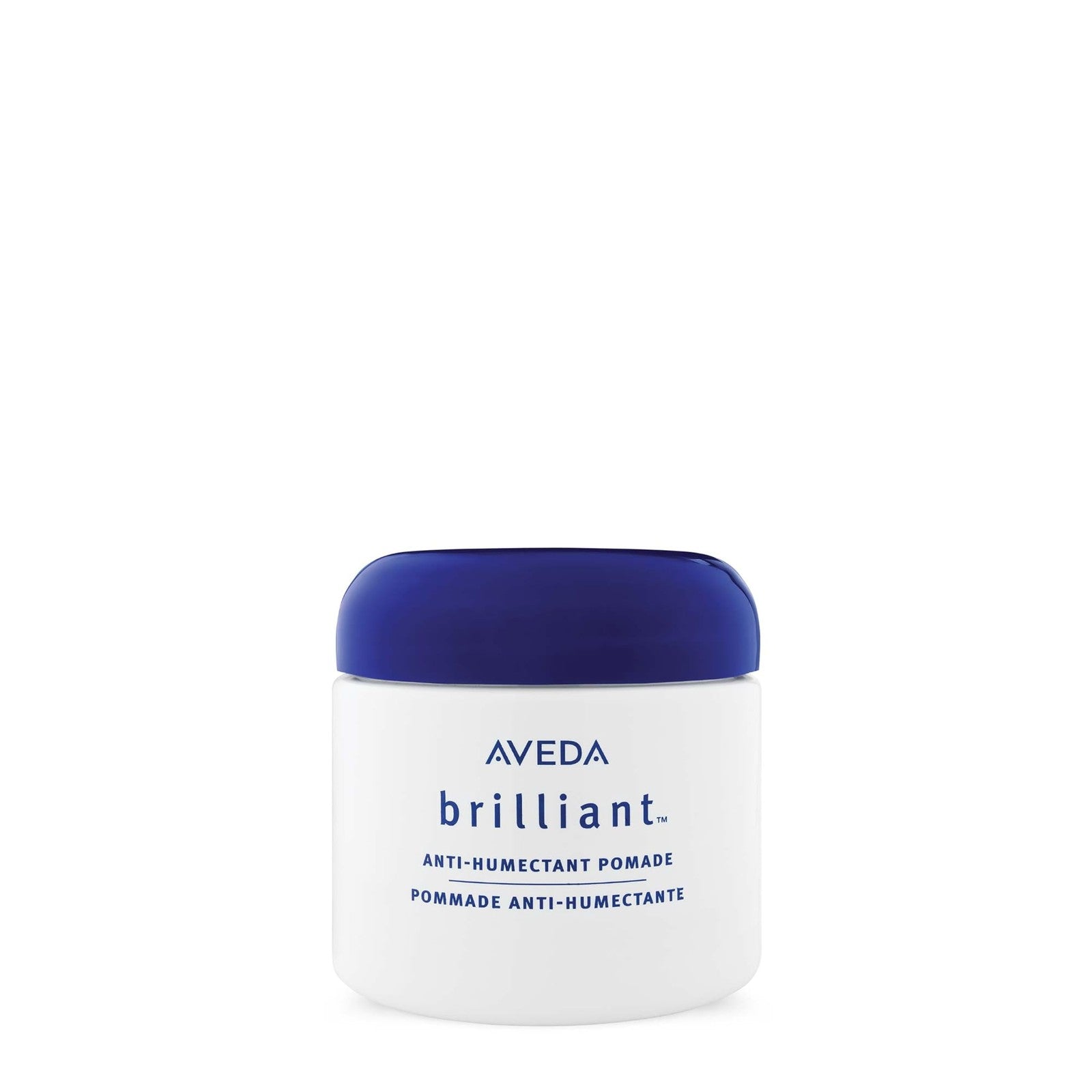 Aveda Brilliant Anti-Humectant Pomade jar, smooth and shiny hair with a natural finish, preventing frizz and flyaways.