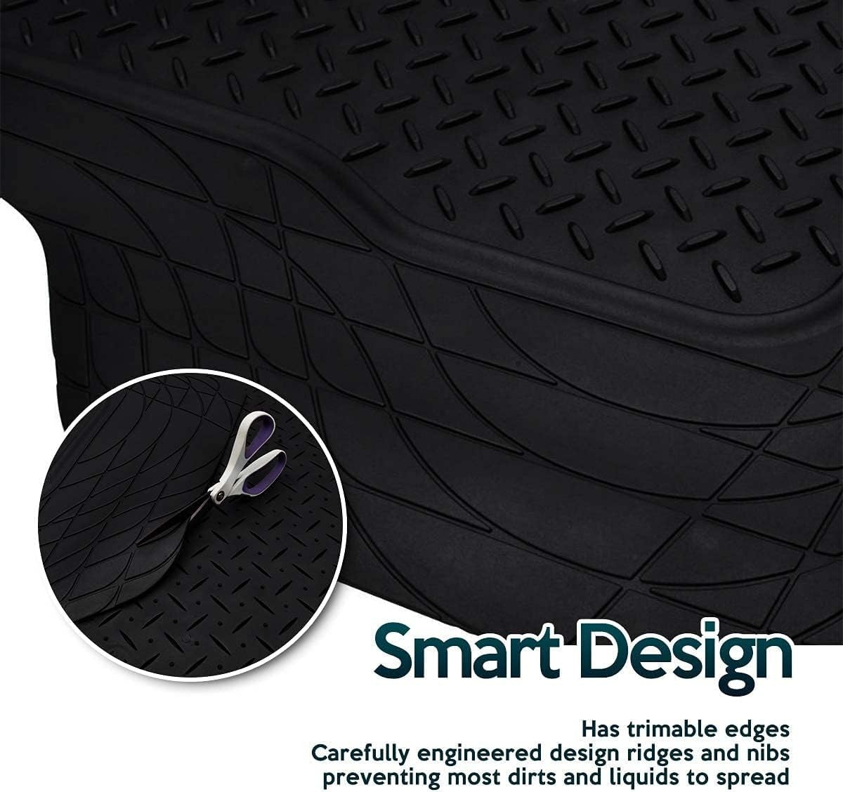 ZONETECH All Weather Rubber Cargo Trunk Mat with semi-pattern design, durable waterproof floor liner for vehicles.