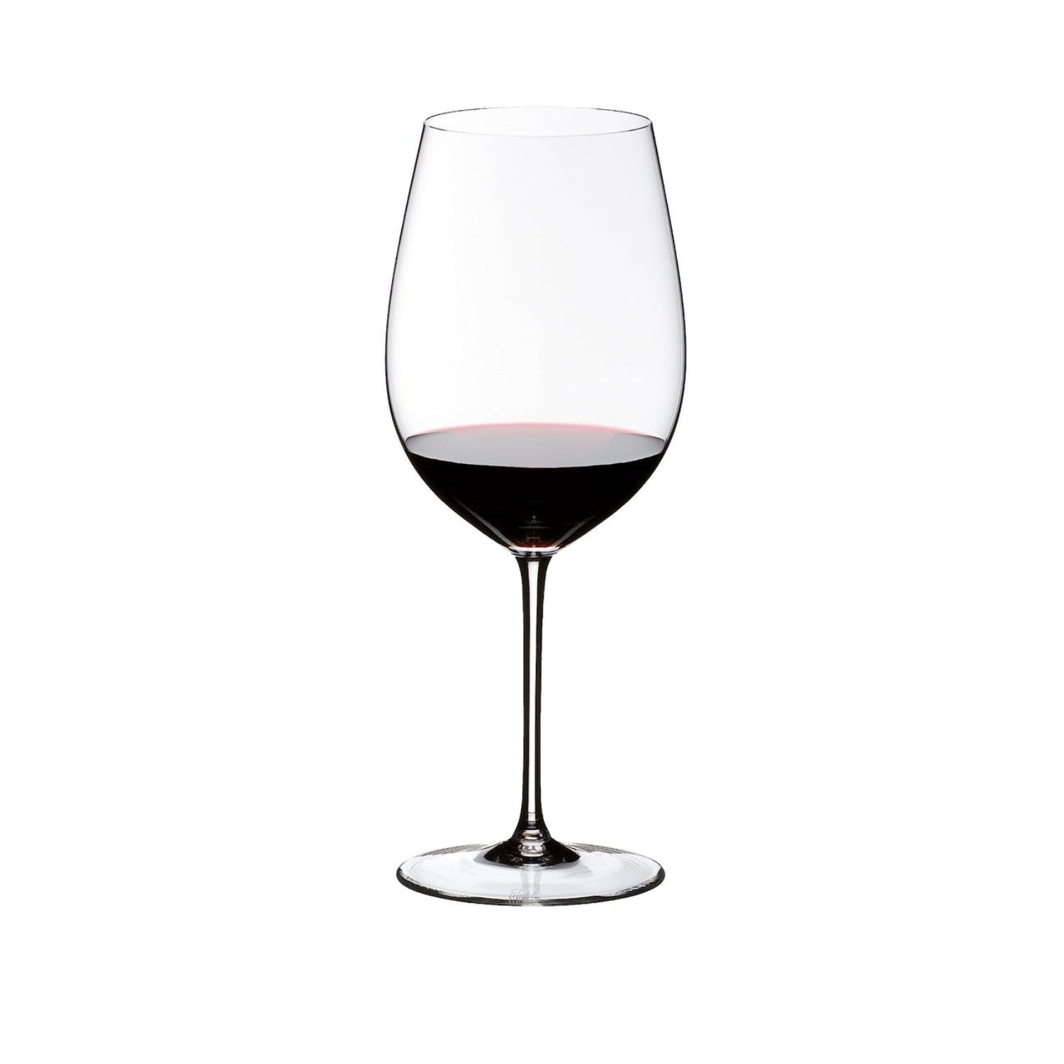 Riedel Sommeliers Crystal Bordeaux Grand Cru wine glass with a tall, elegant bowl and fine crystal clarity on a white background.