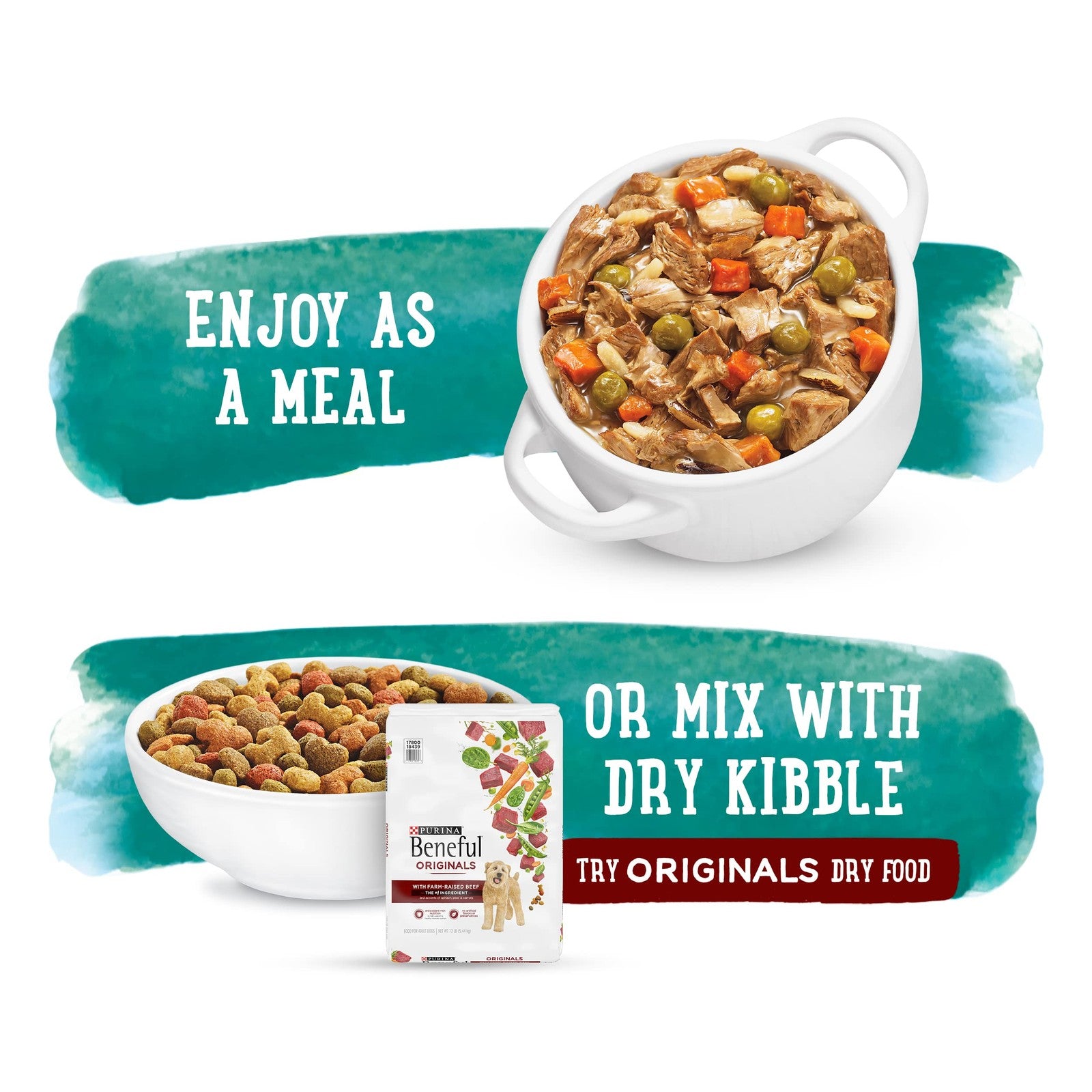 Beneful Purina Lamb & Rice Stew prepared dog meals in 10 oz. tubs, pack of 2, showing the food in open tubs with lamb and rice ingredients