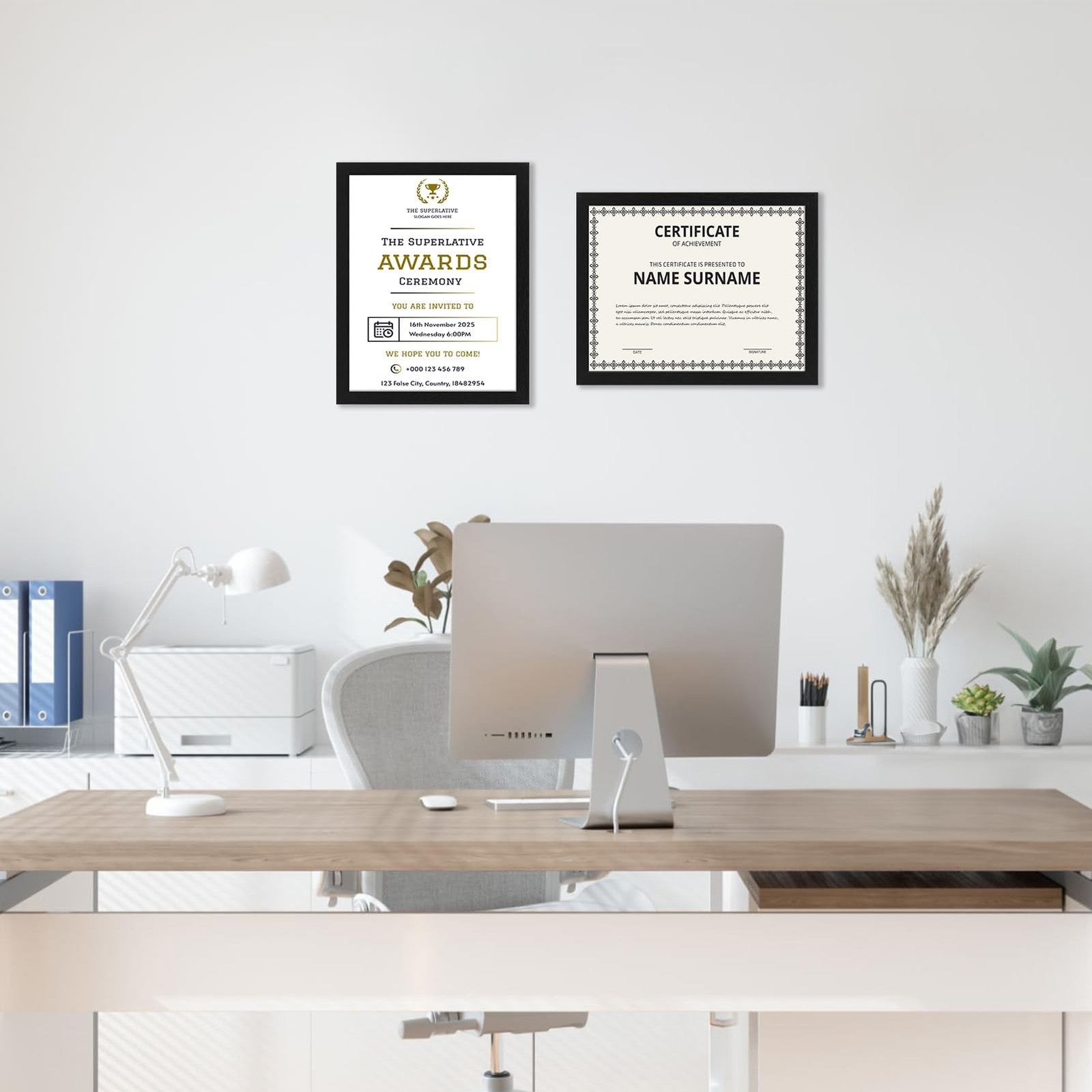 Set of 18 black PHAREGE 8.5 x 11 certificate picture frames showing sleek rectangular design for diplomas or photos.