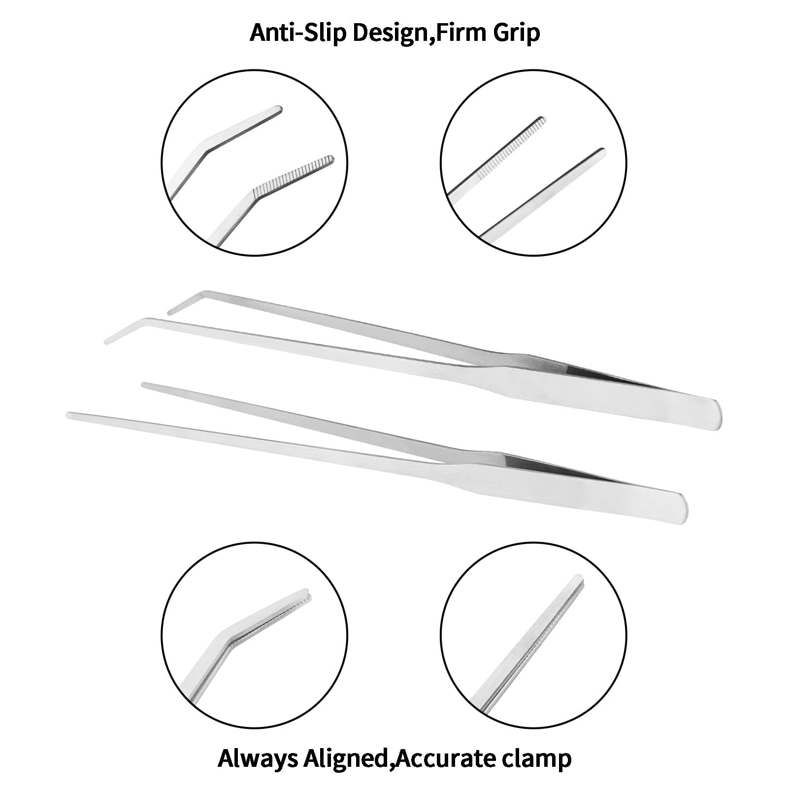Fri4Free long aquarium tweezers set with straight and curved stainless steel tips, 10.6 inches for precise aquatic plant care.