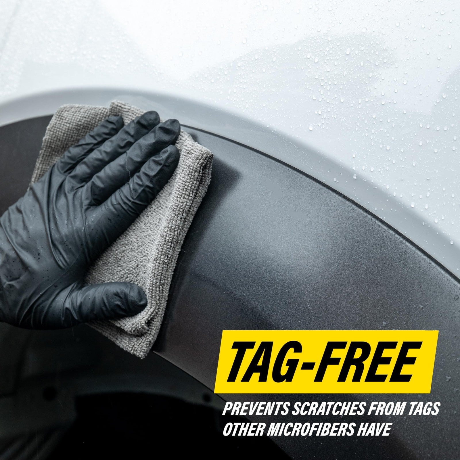 BLACK+DECKER Pennzoil microfiber towels, 30-pack of 12x12 inch cloths for cleaning and detailing, shown in a clean, organized setup.