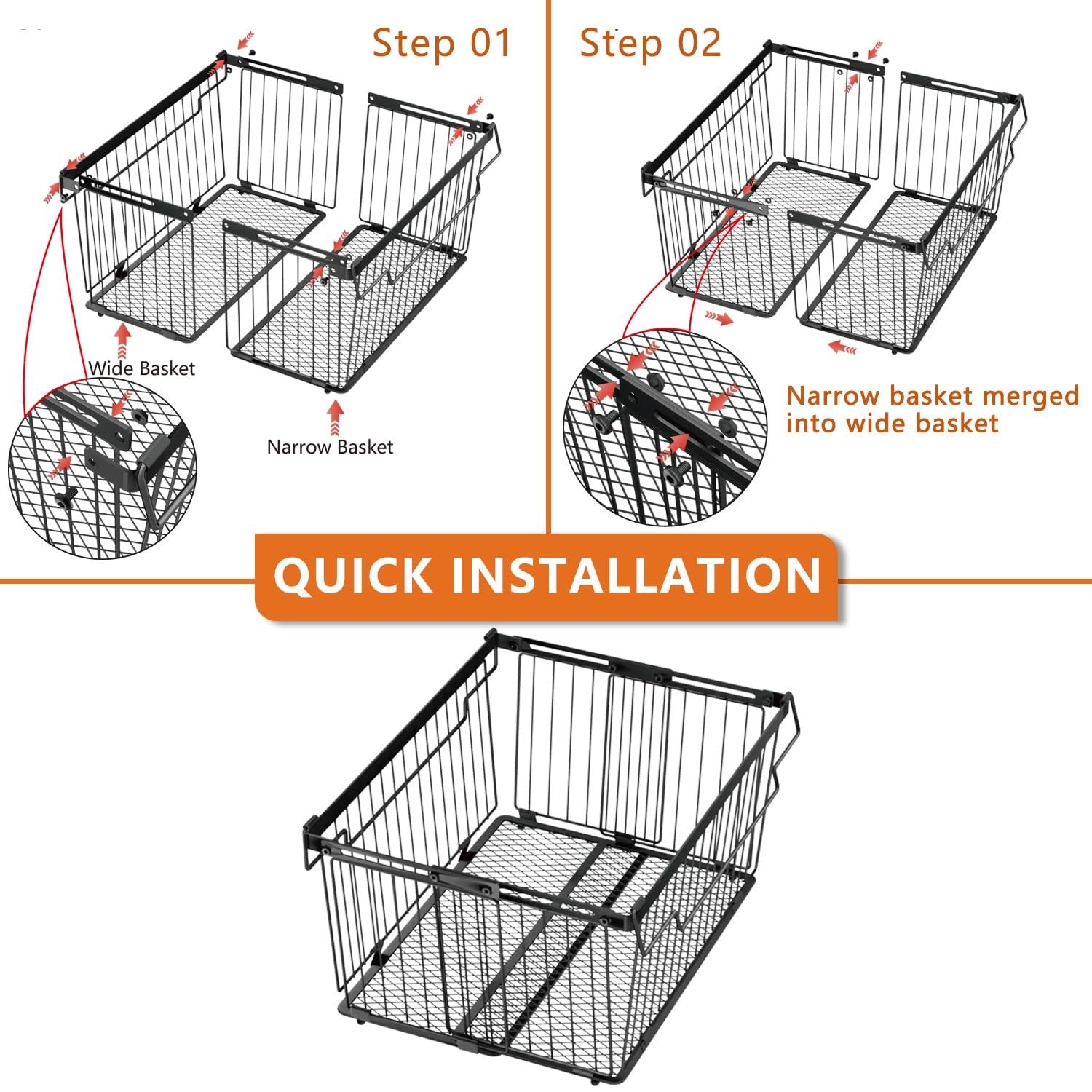 Anjuban large freezer organizer bins with upgraded bottom leak-proof design, fits 5 to 9 cu ft freezers for efficient storage.