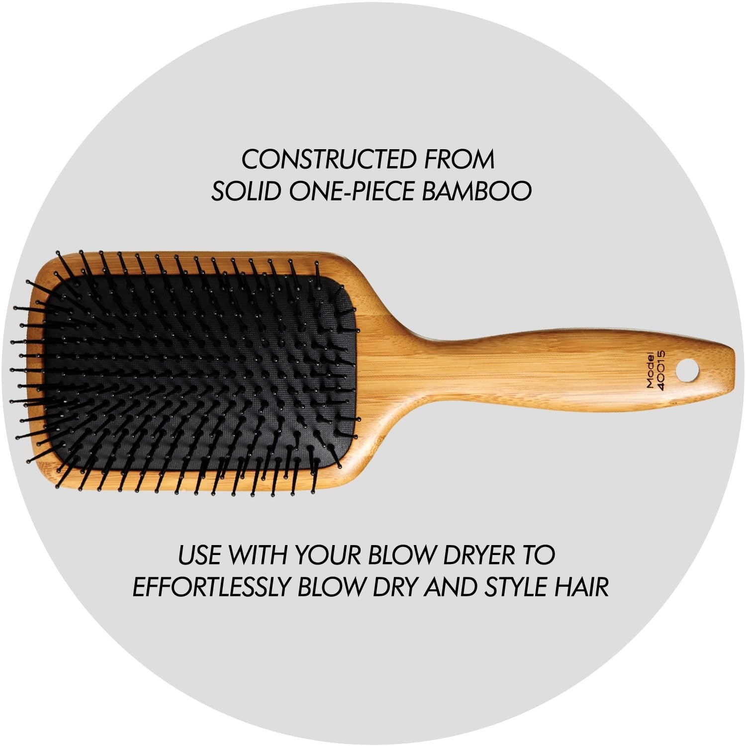 Sam Villa Signature Series bamboo wooden paddle hairbrush designed for styling and detangling hair.