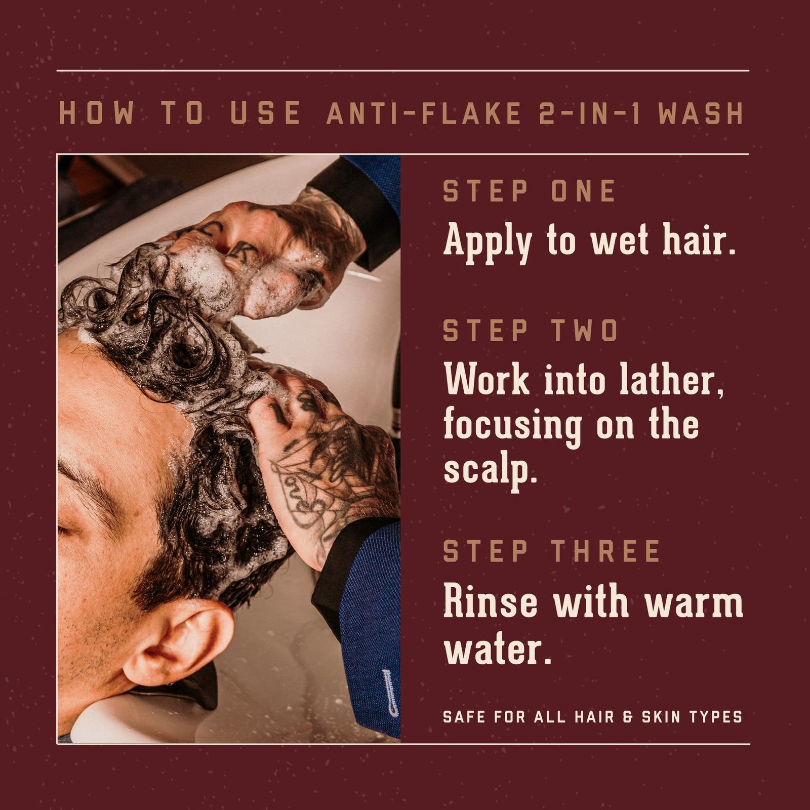 18.21 Man Made Anti-Flake 2-in-1 shampoo and conditioner bottle in Sweet Tobacco scent with sleek design and product label visible.