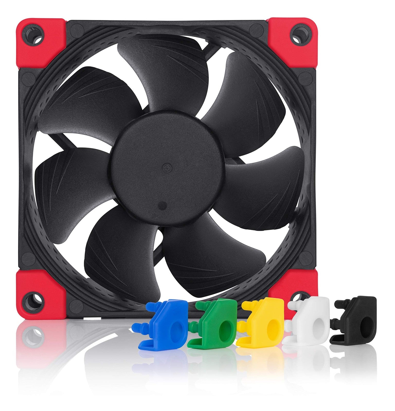 Noctua NF-A8 PWM chromax.Black.swap 80mm quiet computer fan with black anti-vibration corners and black blades for cooling.