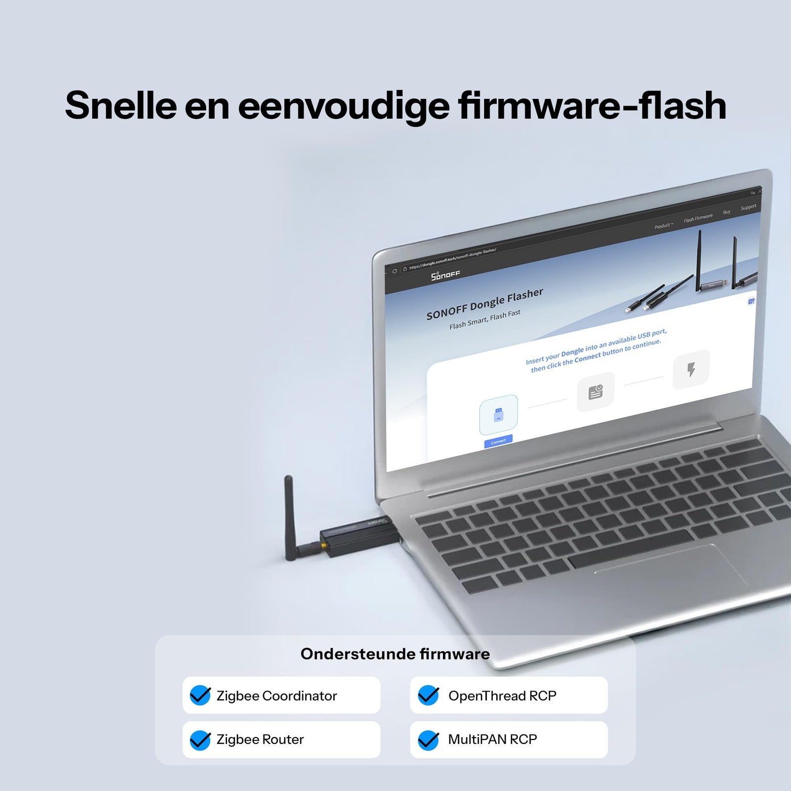 SONOFF Zigbee 3.0 USB Dongle Plus-E gateway, universal wireless Zigbee USB adapter for smart home device connectivity.