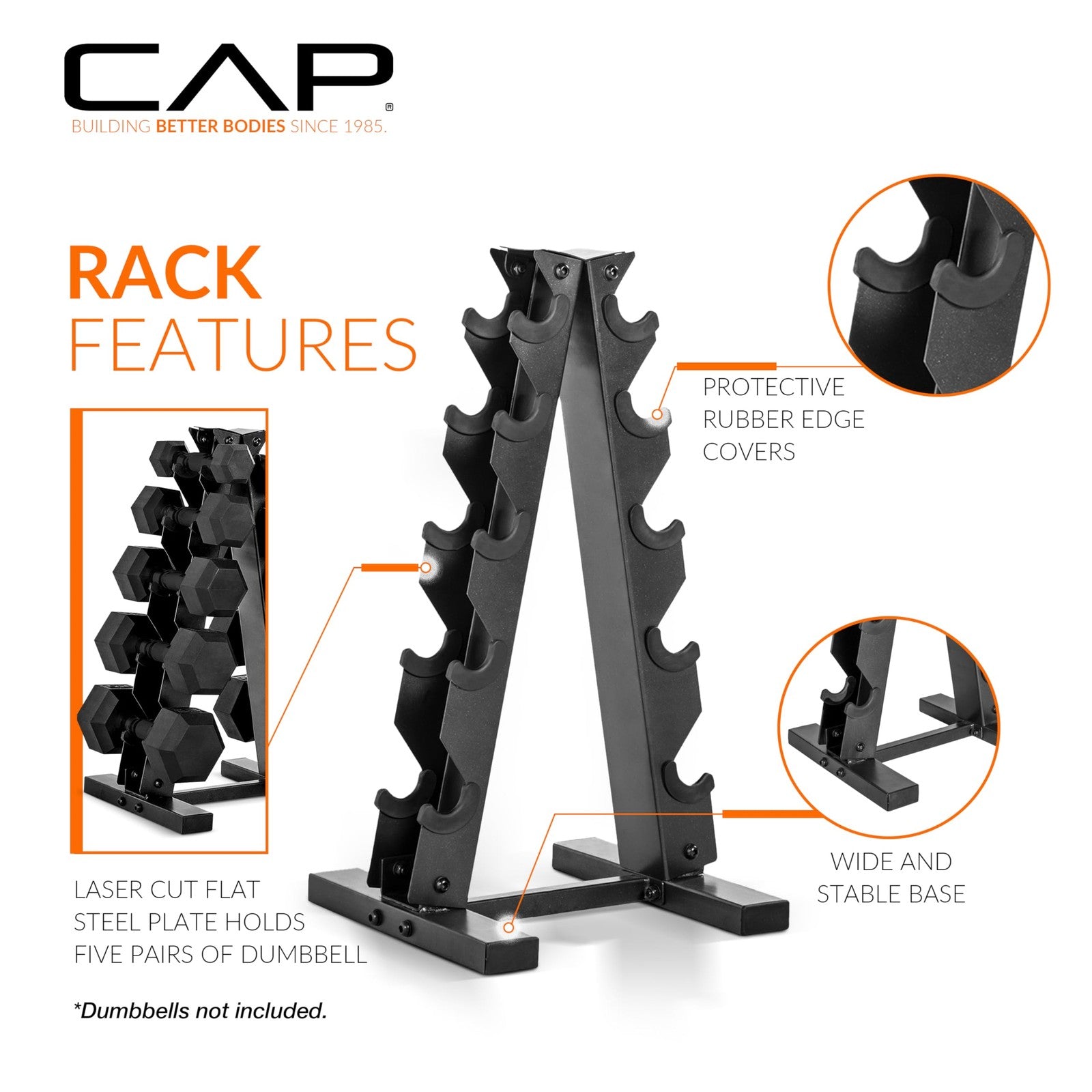 Blue CAP Barbell A-Frame Dumbbell Weight Rack with multiple slots for organizing dumbbells